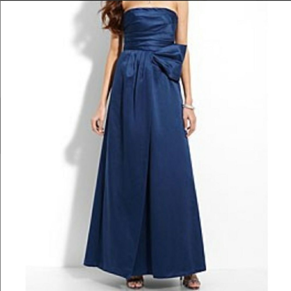 NWT BCBGMaxAzria Blue Strapless Gown Prom Dress Side Bow size 2